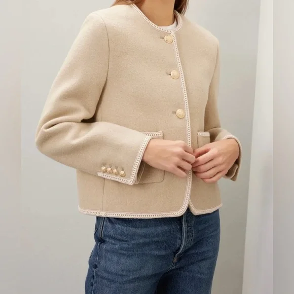 Dunst Beige Tweed Boucle Jacket - Picture 6 of 7